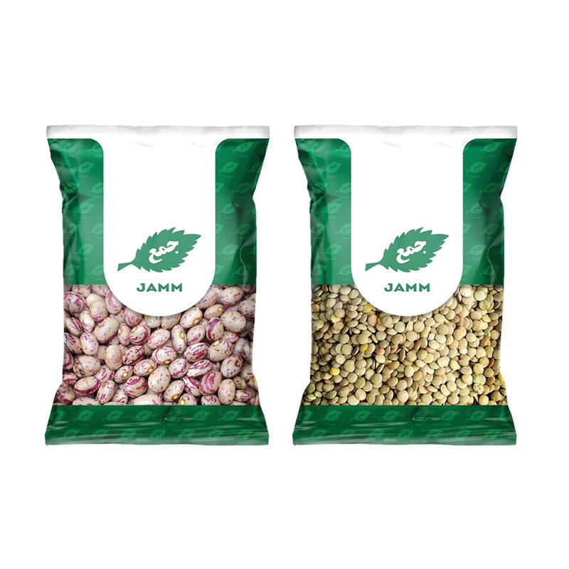 لوبیا چیتی و عدس جمع - 900 گرم بسته دو عددی